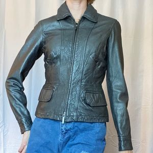Metallic Leather Jacket Genuine
